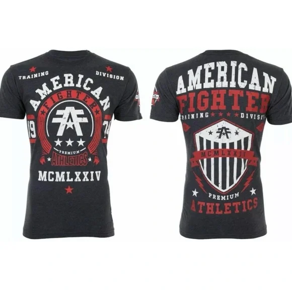 AMERICAN FIGHTER Dalton Black Red Athletic Fit Mens Crewneck T-shirt S-3XL NWT - Picture 1 of 9